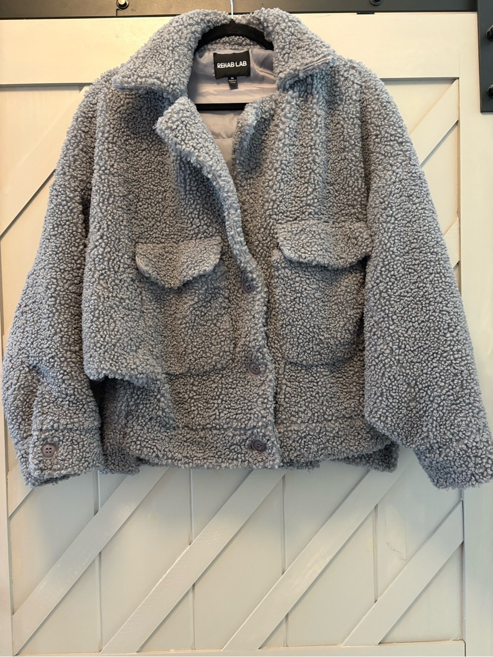 Rehab Lab Slate (Blue/Gray) Teddy Sherpa Jacket with Flap Pockets